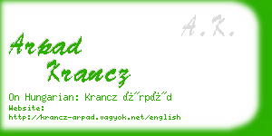 arpad krancz business card